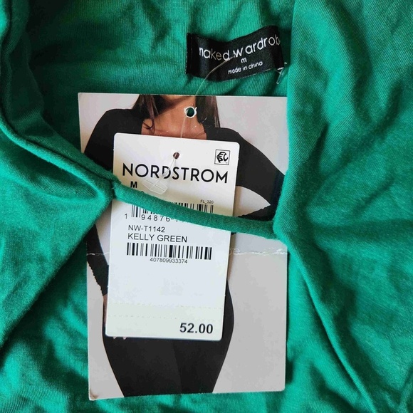 NWT Naked Wardrobe Womens Kelly Green Long Sleeve Cut-Out Shirt Size M - Picture 7 of 16